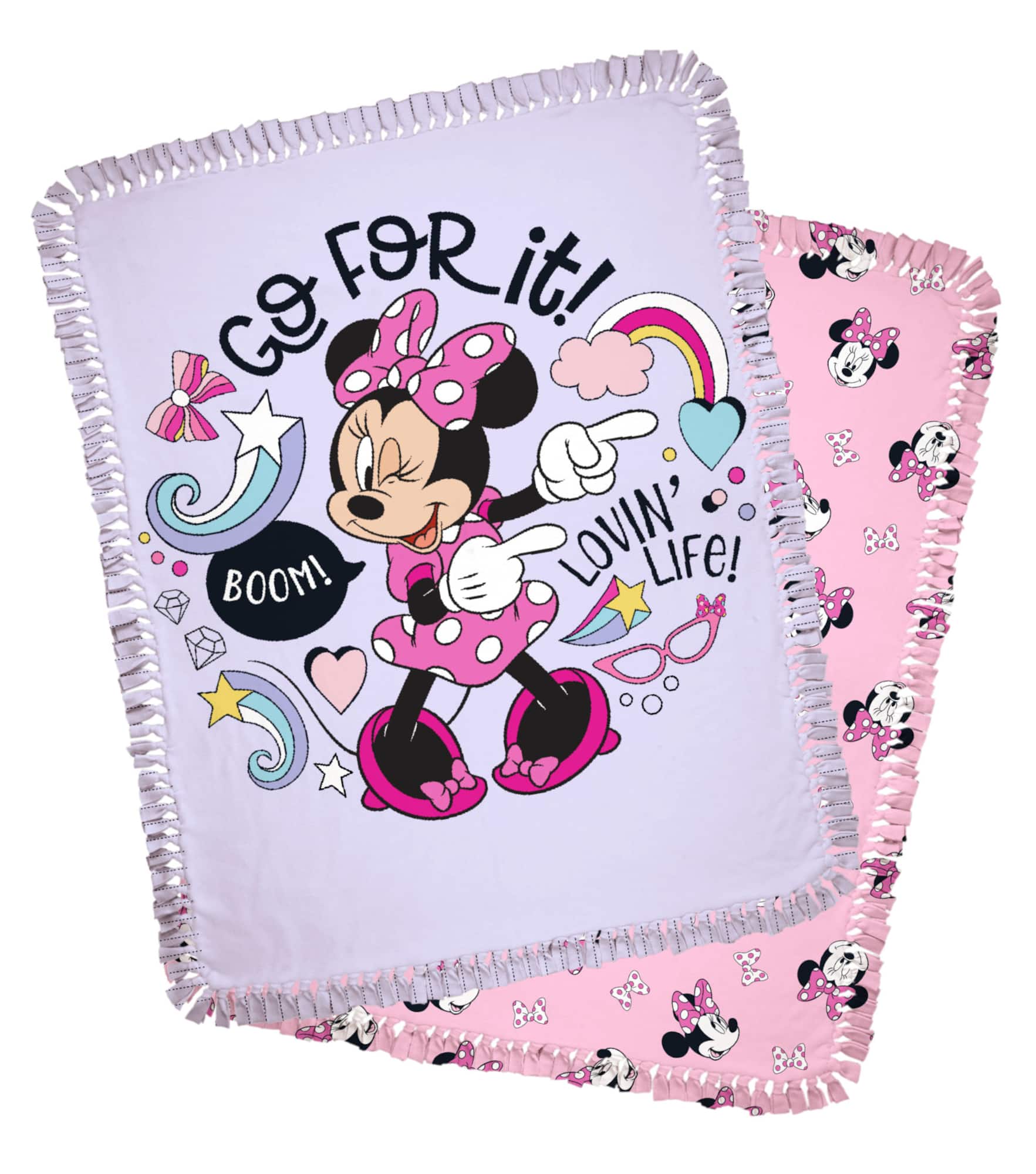 Disney® 48" Minnie Mouse Go For It! No Sew Fleece Throw Kit